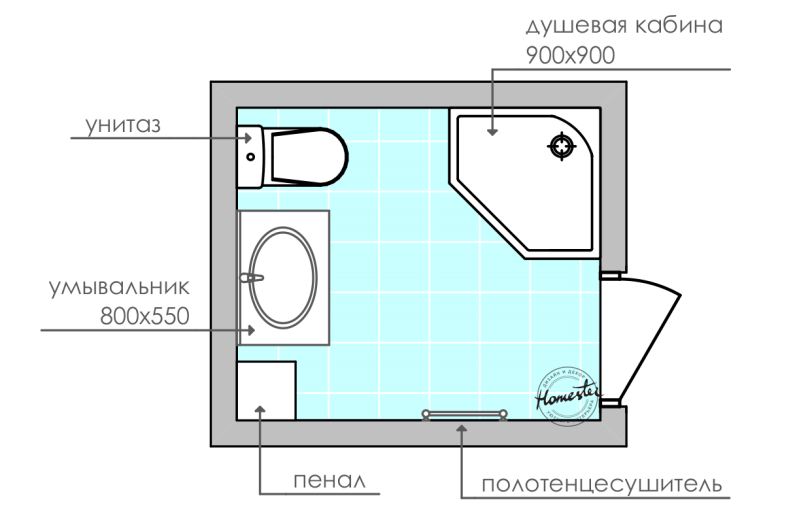 варіант планування ванної кімнати 3