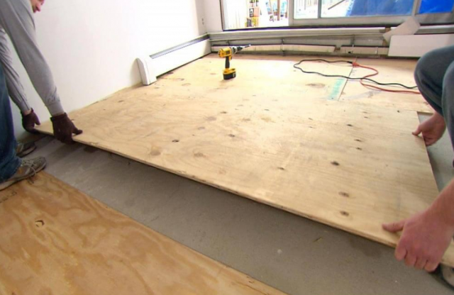 Укладання фанери на бетонну підлогу: як постелити, кріпити, яким клеєм приклеїти, відео